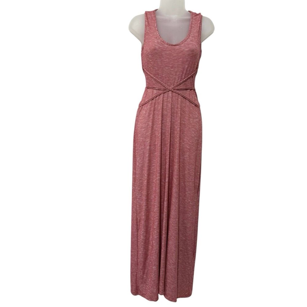 Max Studio Heathered Red Knit Crisscross Waist Maxi Dress  XS